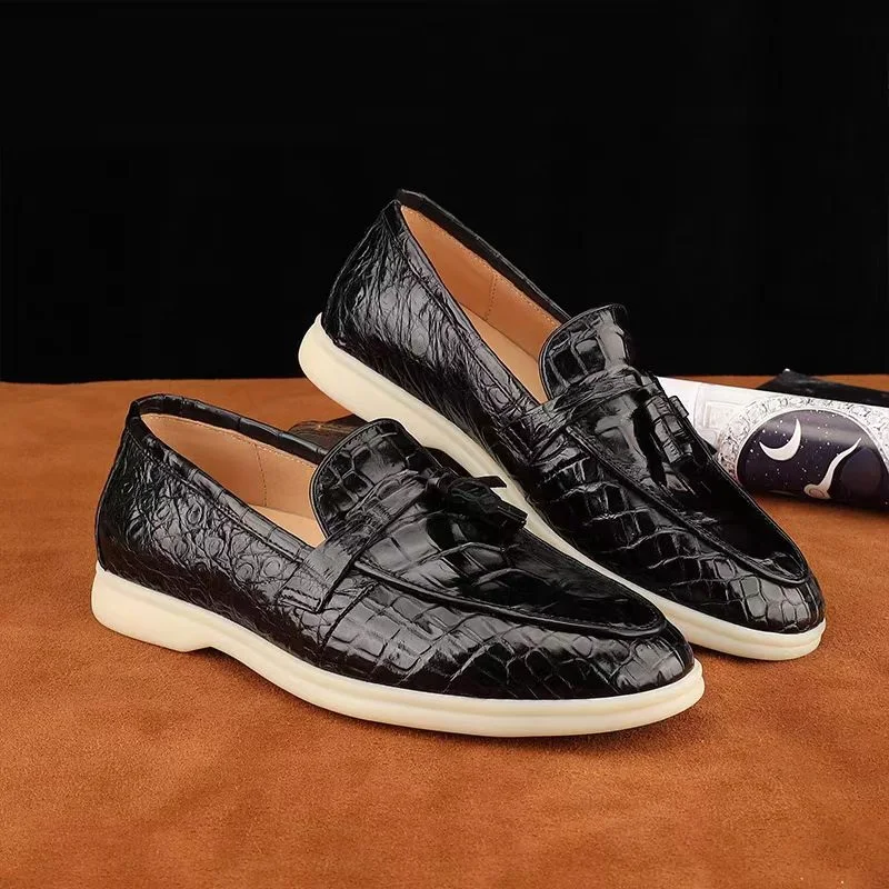 وصل حديثًا لعام 2025 حذاء كاجوال من جلد التمساح للرجال ، حذاء من الجلد الطبيعي للرجال pdd652