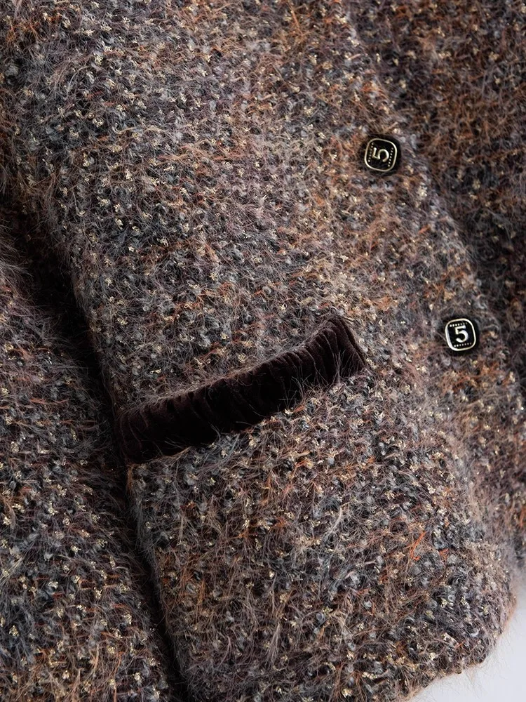 الشتاء أزياء أنيقة السيدات جديد القهوة الدافئة أسفل معطف س الرقبة واحدة الصدر واسعة الخصر مكتب الإناث بطة أسفل معطف قصير