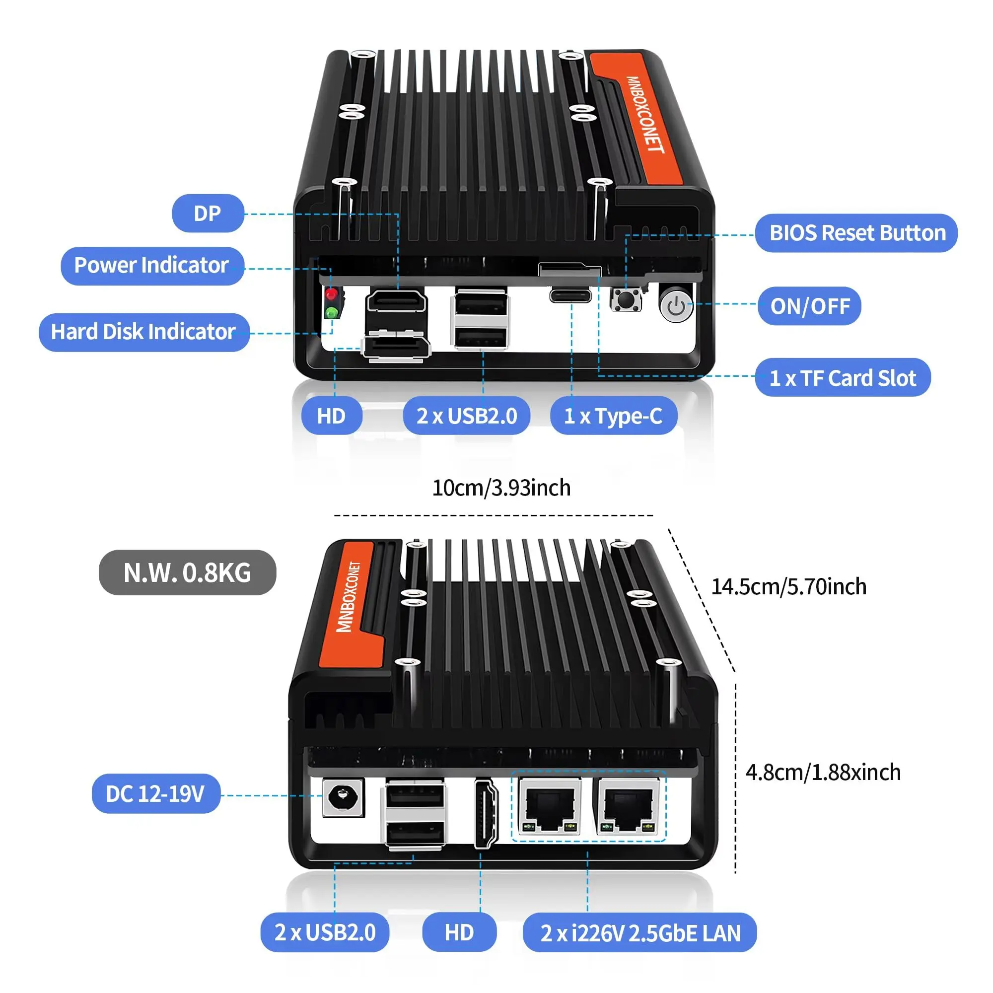 MNBOXCONET Mini PC DIY Appliance N200، كمبيوتر مكتبي صغير Windows 11 Pro Office Firewall Router، DDR5 32GB RAM 1TB NVMe SSD