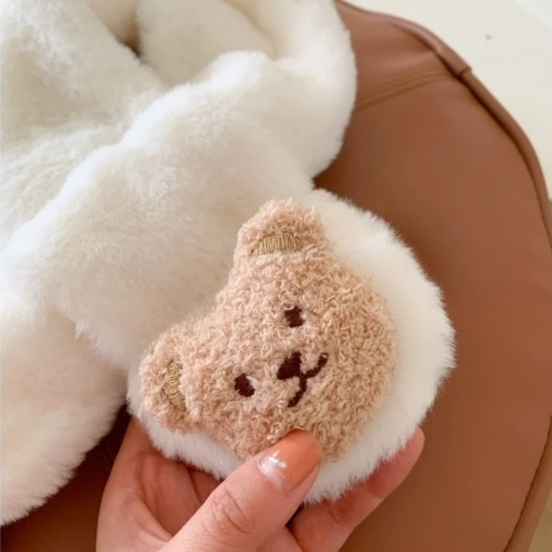 وشاح أطفال من فراء الأرانب المقلد اللطيف للأولاد والبنات وشاح شتوي سميك من القطيفة لحماية الرقبة وشاح الطالب #3