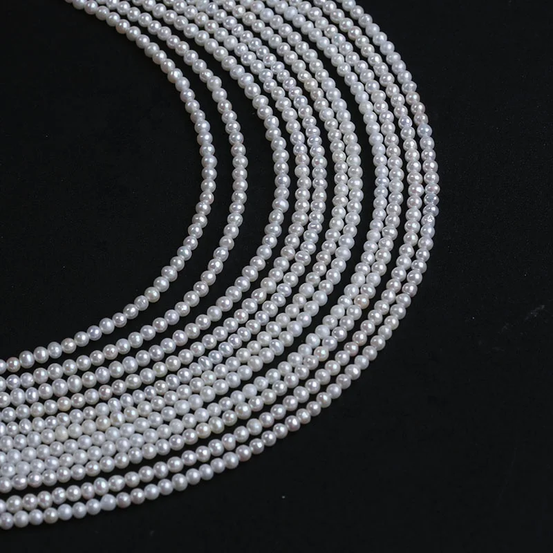 

Wholesale 2.5-3mm natural white freshwater pearls Akoya round beads strand for jewelry making