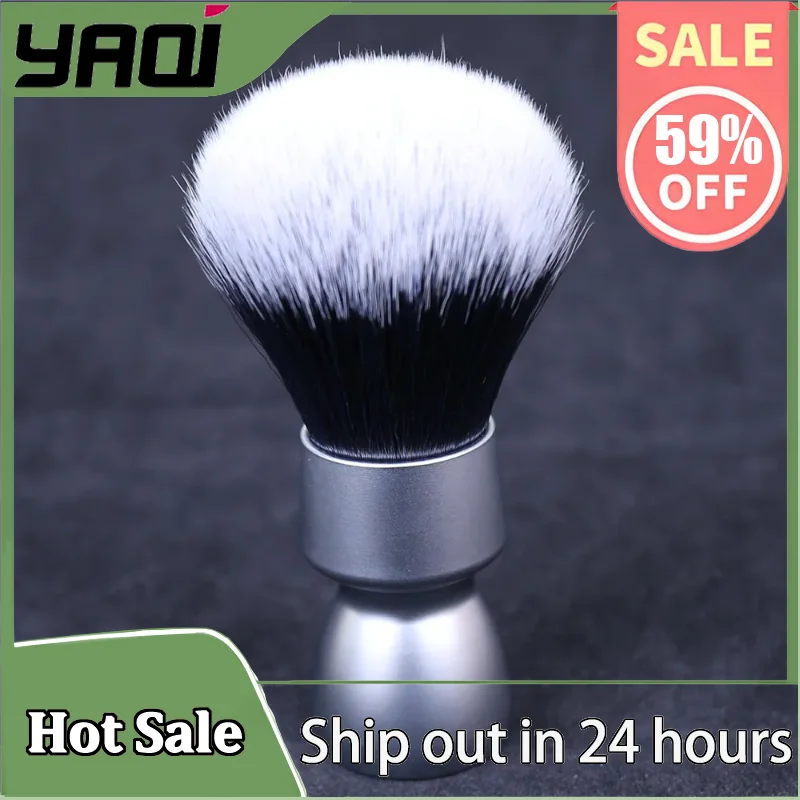 

YAQI Heavy Metal Handle Synthetic Hair Tuxedo Knot Shave Brush for Men Shaving - High- Density Professional Travel Care tools