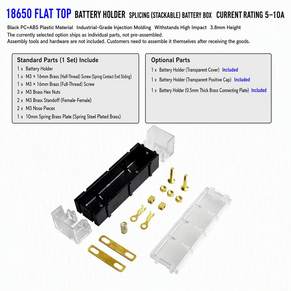 DIY-Batteriehalter für 18650 21700, Verbindbare Box, Tragbarer Energiespeicher, Ohne Schweißen, Zapfenverbindungen – Detail 4
