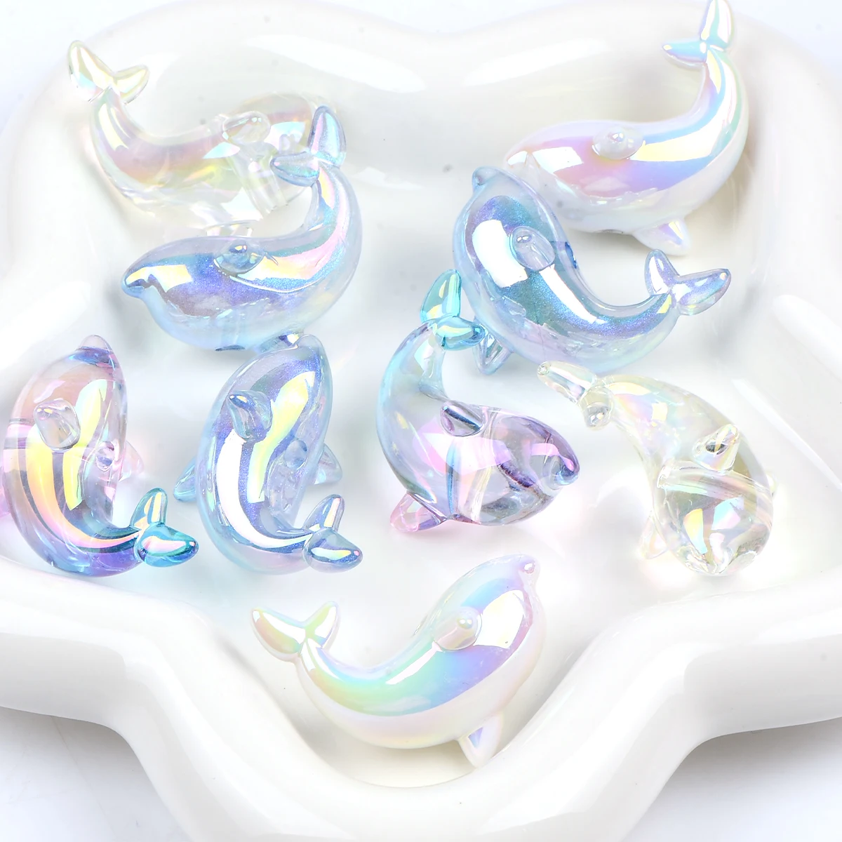 4 قطعة متنوعة التدرج دولفين الاكريليك الخرز ل القلم المفاتيح اليدوية DIY بها بنفسك حبة تشكيلة الخرز لصنع المجوهرات مطرز القلم