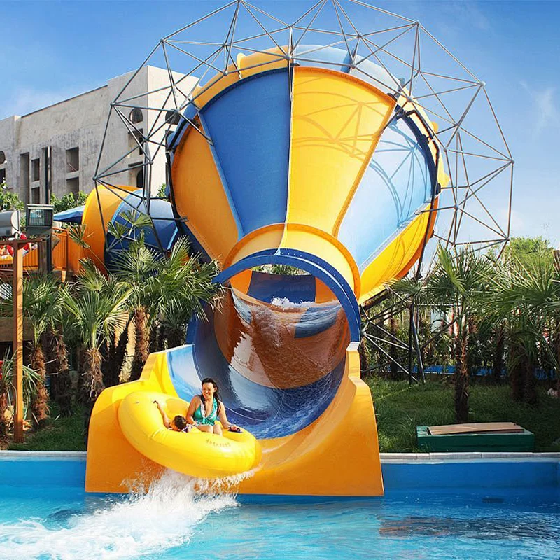 ia-Small Size Fiberglass Trumpet Water Slide for Home Use for Children and Adults Indoor/Outdoor Steel Material#