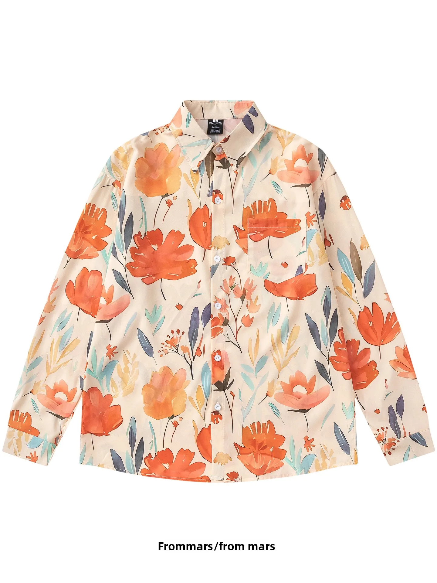 

Floral Print Long Sve Loose Fit irt ex Breathable Comfortable Polyester Casual irt Spring Autumn Season Faion