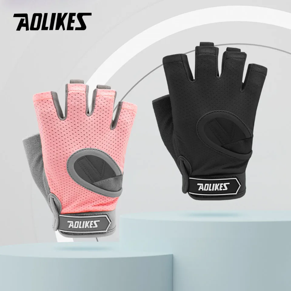 AOLIKES 1 Pair Fingerless Workout Gloves Men and Women Weight Lifting Gloves Support For Gym Training Full Palm Protection