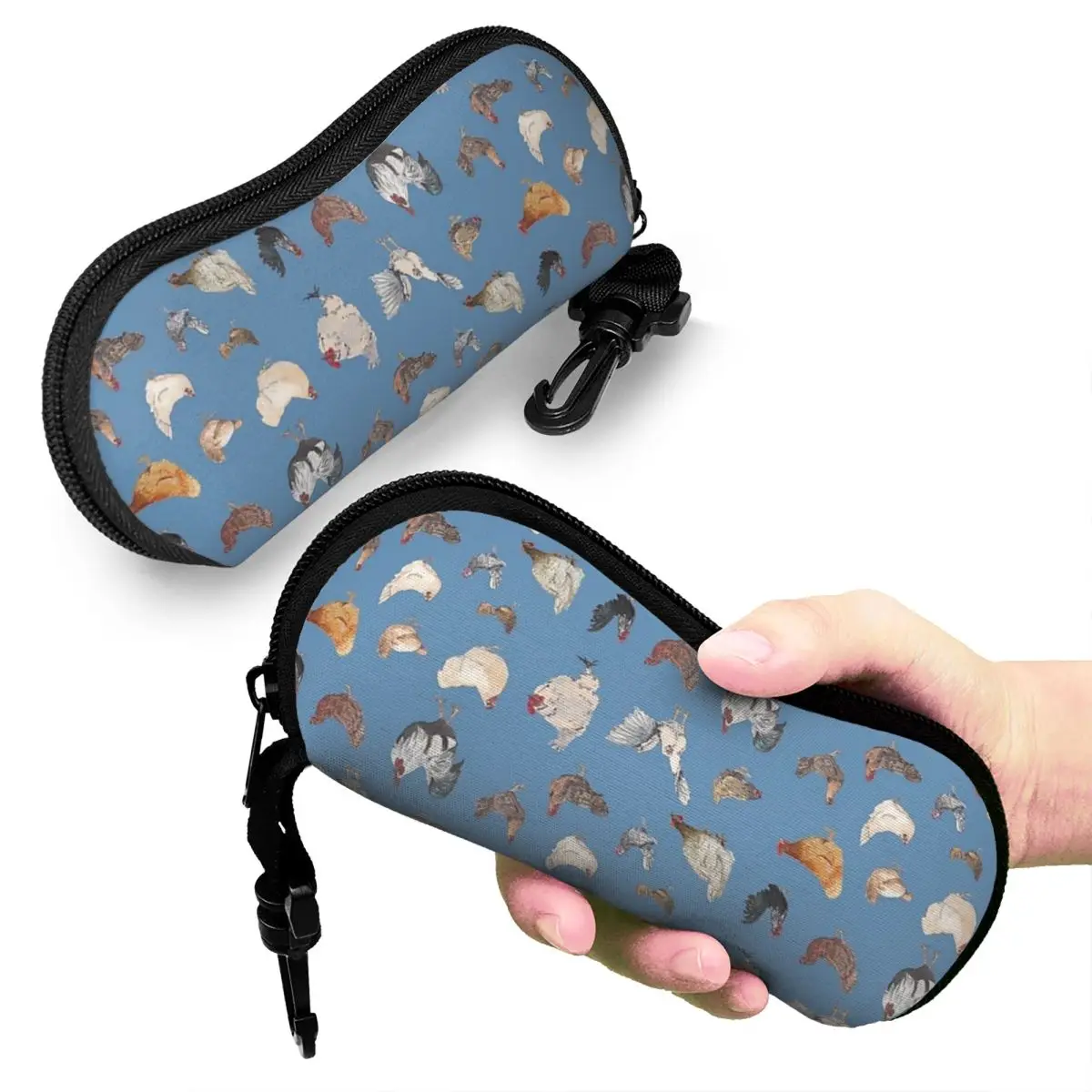 

Чехол для очков с принтом Chicken Happy, защитная коробка для солнцезащитных очков, женская и мужская мягкая сумка для очков, сумка