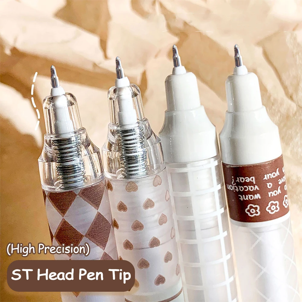 6 pcs/lot Gel Pen Cartoon Students Good Writing Practice Quick Dry Press Pen Ins Neutral Black Ballpoint Pen 0.5mm