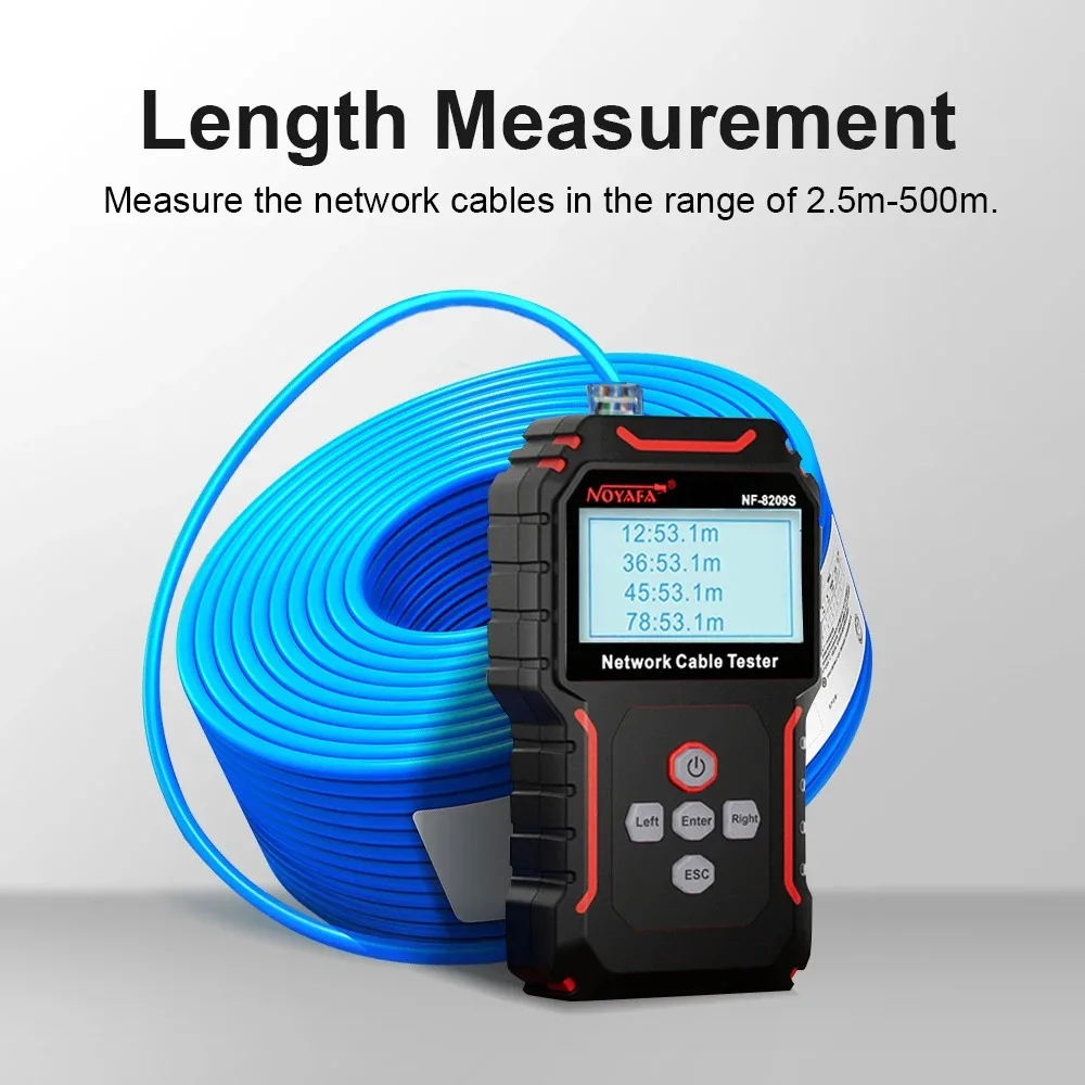 Noyafa Network Cable Tester NF-8209S Cable Tracker LCD Display Poe Checker Cat5 Cat6 Measure Length Wiremap Tester Network Tools