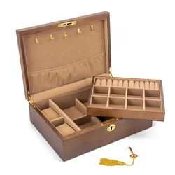 Wood Jewelry Box for Women Necklace Earrings Display Case Rings Jewelry Boxes Stands Bracelet Storage Organizer