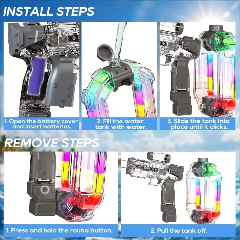 LED Ring-shaped Electric Water Guns Children Powerful Shooting Game Automatic Water Blasters Summer Outdoor Beach Toys for Kids view 6