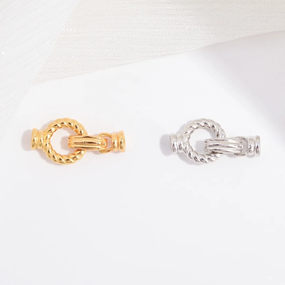 مشبك موصل ملولب من الفضة الإسترليني S925 - سوار مصنوع يدويًا وإكسسوار مشبك نهاية القلادة SK127