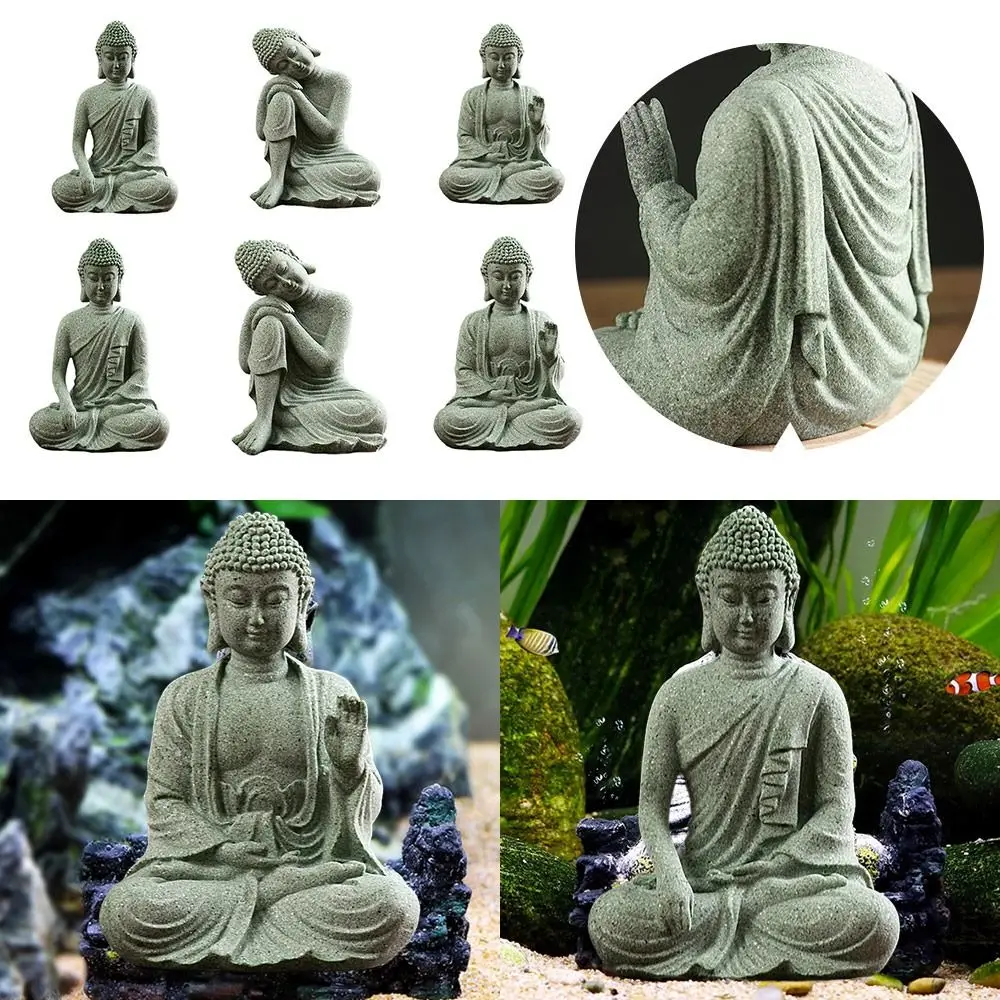 Sandstone Buddha Fish Tank Decoration Craft Micro Landscape Fish Tank Statue Meditation Buddha Buddha Zen Sculpture