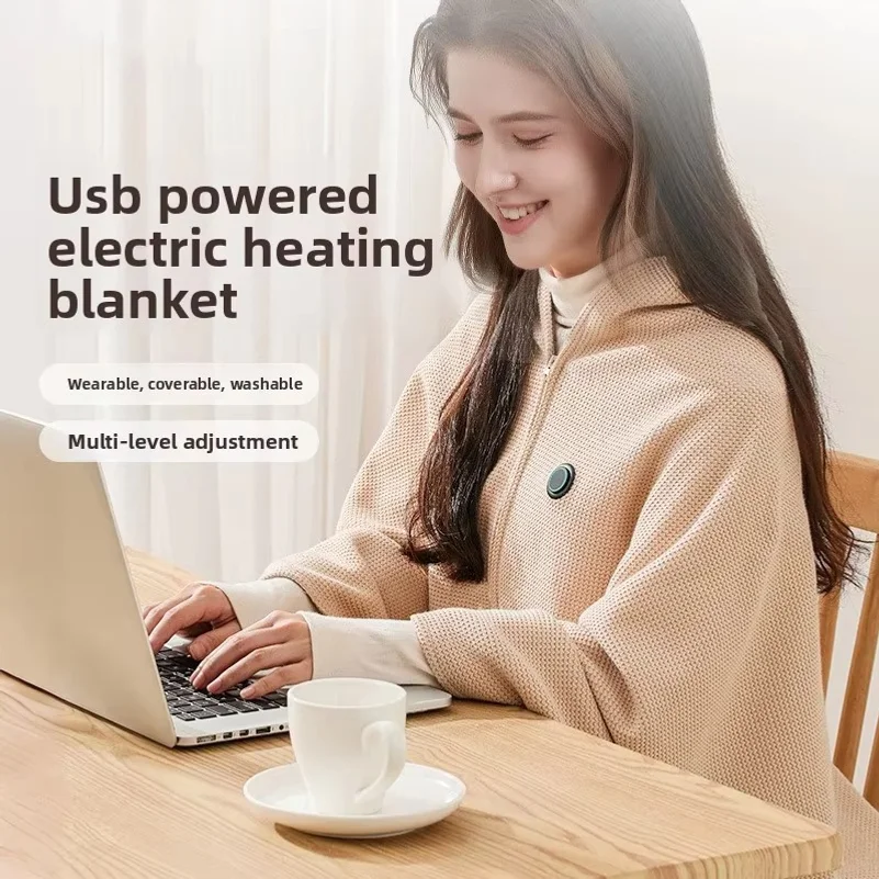 Cross-Border Explosion Washable USB Car Outdoor Camping Office Heating Blanket Warming Heating Blanket Shawl