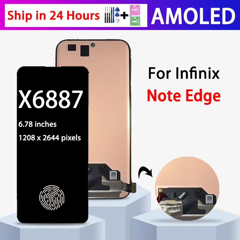 678“amoled-for-infinix-note-edge-lcd-display-with-frame-touch-screen-digitizer-assembly-compatible-with-x6887