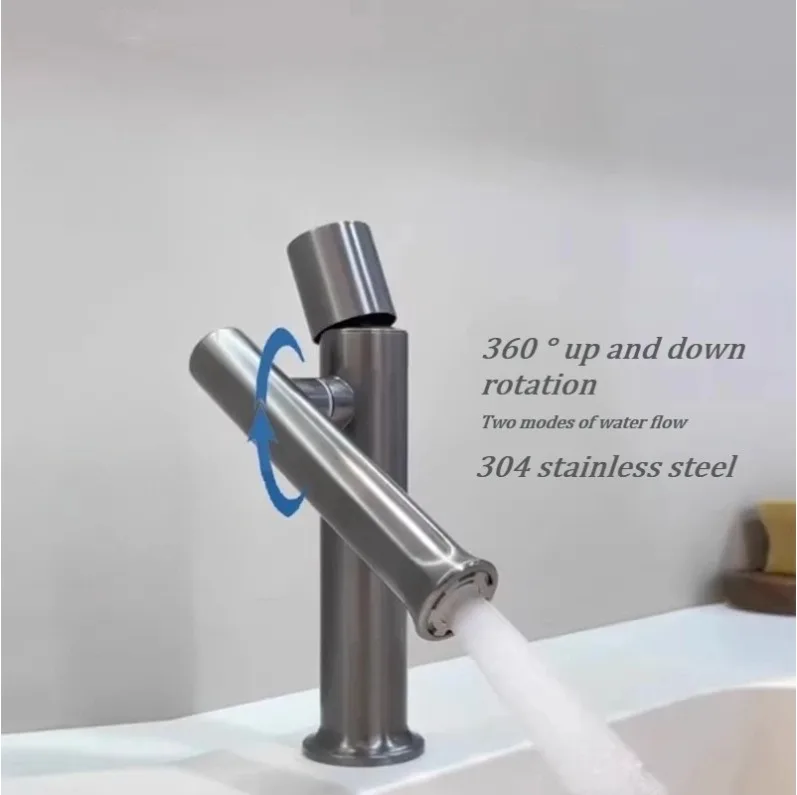 

304 stainless steel robotic arm basin faucet, hot and cold water household bathroom bathroom basin universal faucet