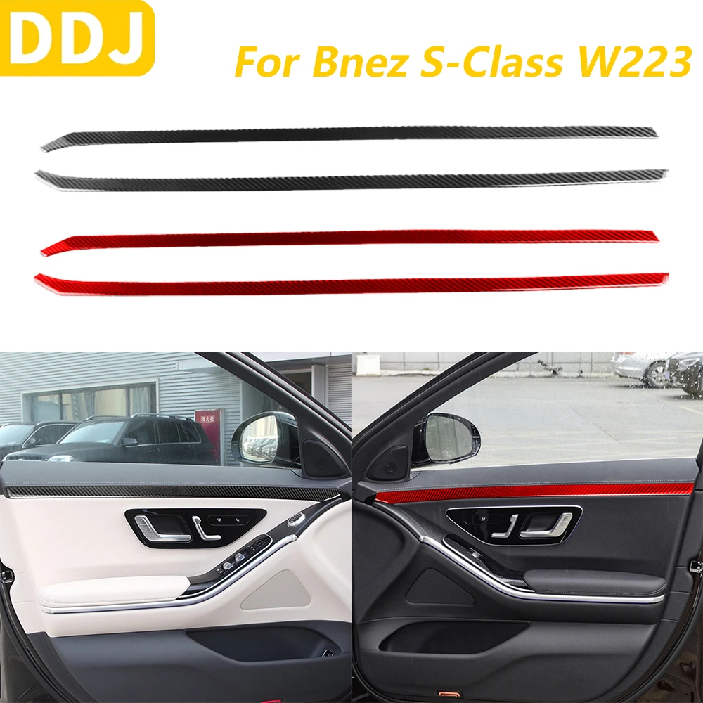 

For Mercedes-Benz S-Class W223 2021-2024 Front Door Panel Real Carbon Fiber Decorative Strips Car Accessories Decoration Sticker