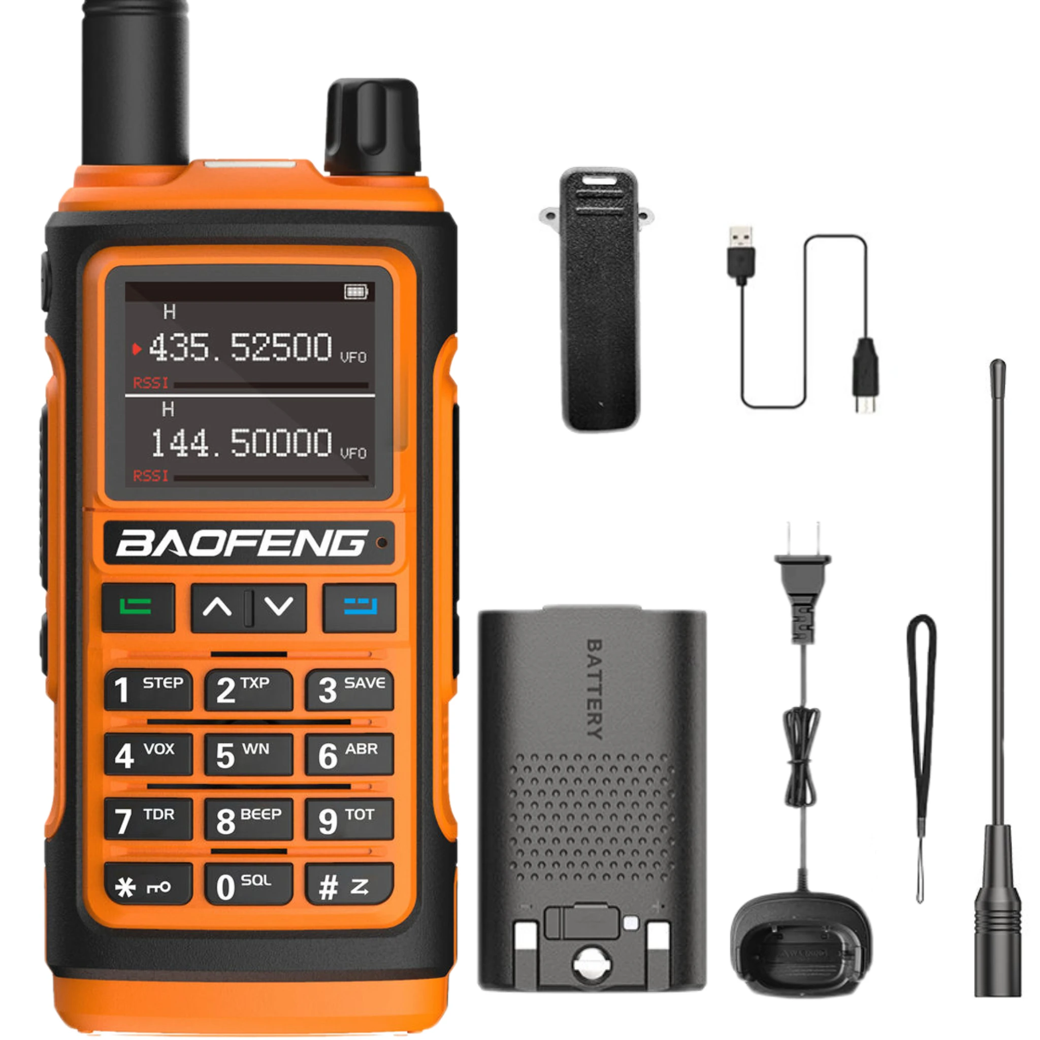 BAOFENG UV-17M Radioamatore portatile, doppia banda, ricevitore UHF/VHF/NOAA/FM, 999 canali, con batteria ricaricabile da 1800 mAh