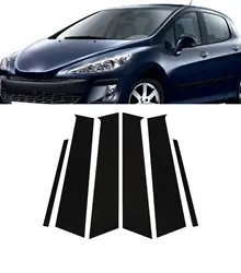 6PCS  Glossy Black Pillar Post Door Trim Window Decal Cover Stickers Car Accessories Kit Fit For Peugeot 308 I (T7) 2008-2013