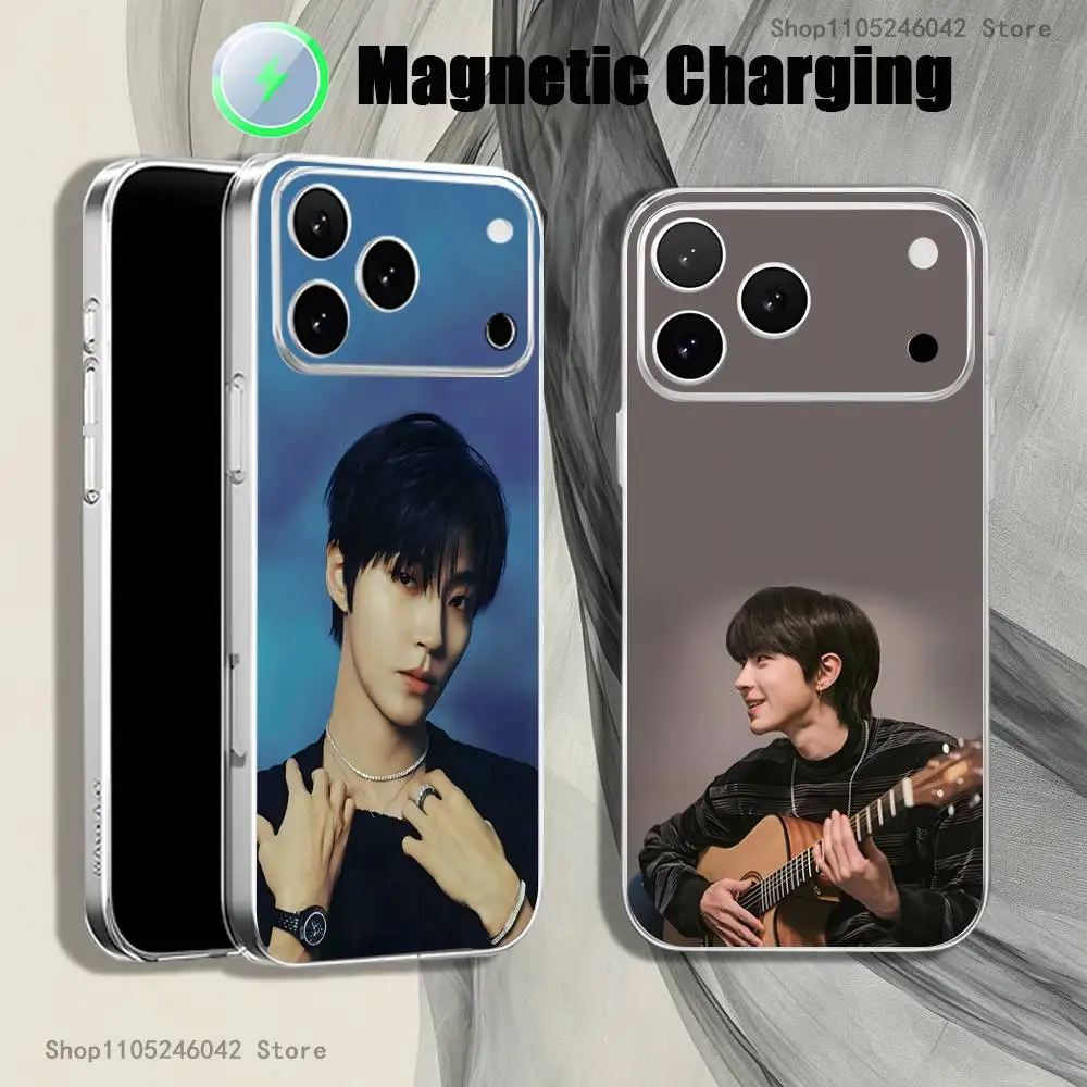 

Hwang In Yeop Magnetic Wireless Charging Transparent White Phone Case For iPhone 17,16,15,14,13,12,11,Pro,Max,Plus