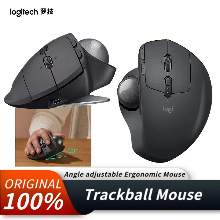 

Logitech MX ERGO Wireless Trackball Mouse,Multi-device Switch,Quick Charge, Adjustable Ergonomic Mouse for Office Drawing Laptop