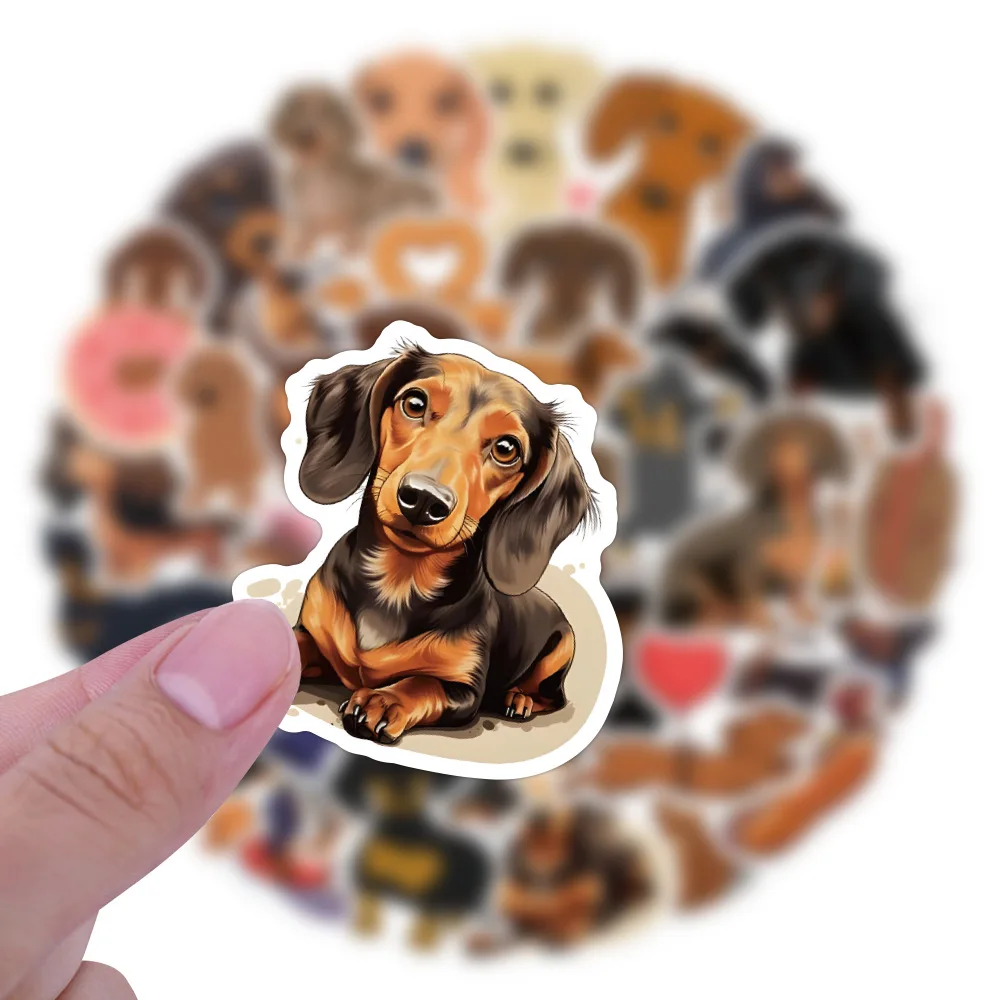 60 Stück Niedliche Dackel-Cartoon-Aufkleber Kawaii Hunde Cartoon-Sticker für Gepäck, Handy, Scrapbook Wasserfeste Aufkleber Kinderspielzeug Geschenke