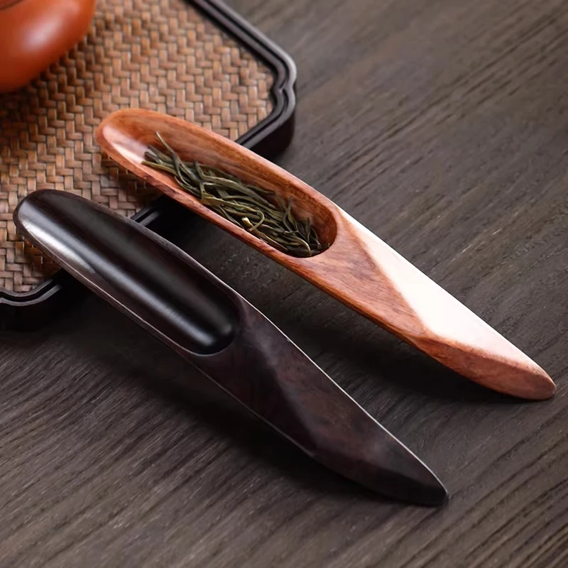 Black Sandalwood Kung Fu Teaspoon Household Solid Wood Tea Shovel New Tea Brewing Accessories Teaspoon for Picking Tea Dispenser