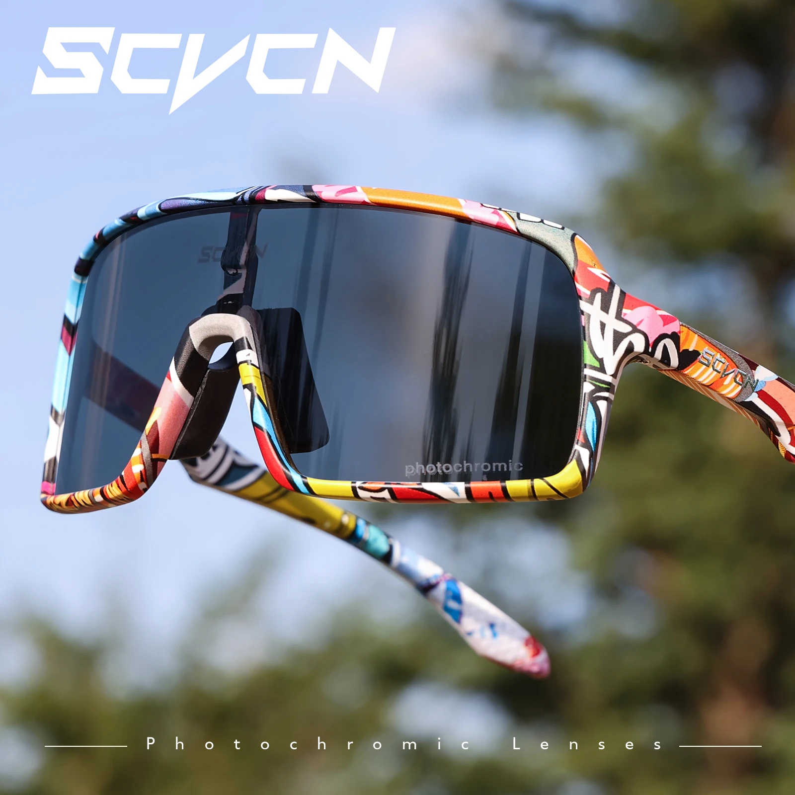 2022 New SCVCN Men\'s Photochromic Cycling Sunglasses Women Sports Running Fishing Polarized Goggles UV400 Mountain Bike Eyewear