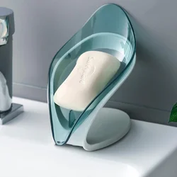 Bathroom Soap Holder Leaf Shape Soap Box Portable Leaf Soap Holder with Drain Water Soap Storage Case Container Bathroom Gadgets