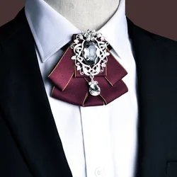 Men's Fashion New Butterfly Knot Ribbon Diamond Bowtie Handmade Rhinestone Navy Bowtie Wedding Crystal Suit Shirt Collar Necktie
