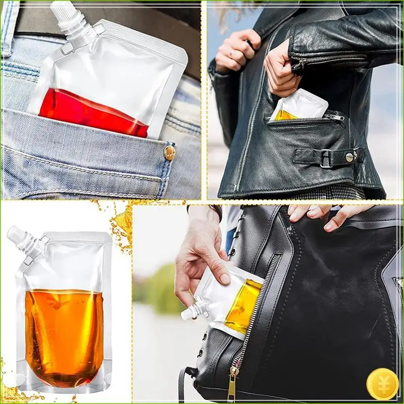 

100Pcs Portable Transparent Plastic Spout Pouch Plastic Pouch For Liquid Drink Pouch Sealed Packaging Bag