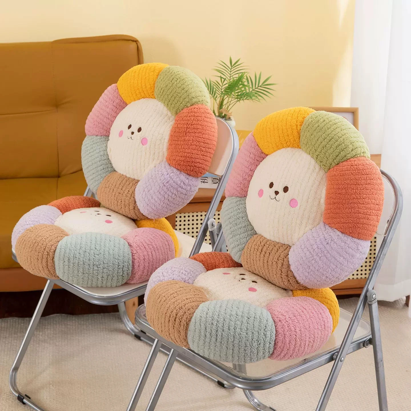 Thick Winter Pumpkin Round Seat Cushion Reversible Chair Pad Pillow for Dining Office Student Home Decor
