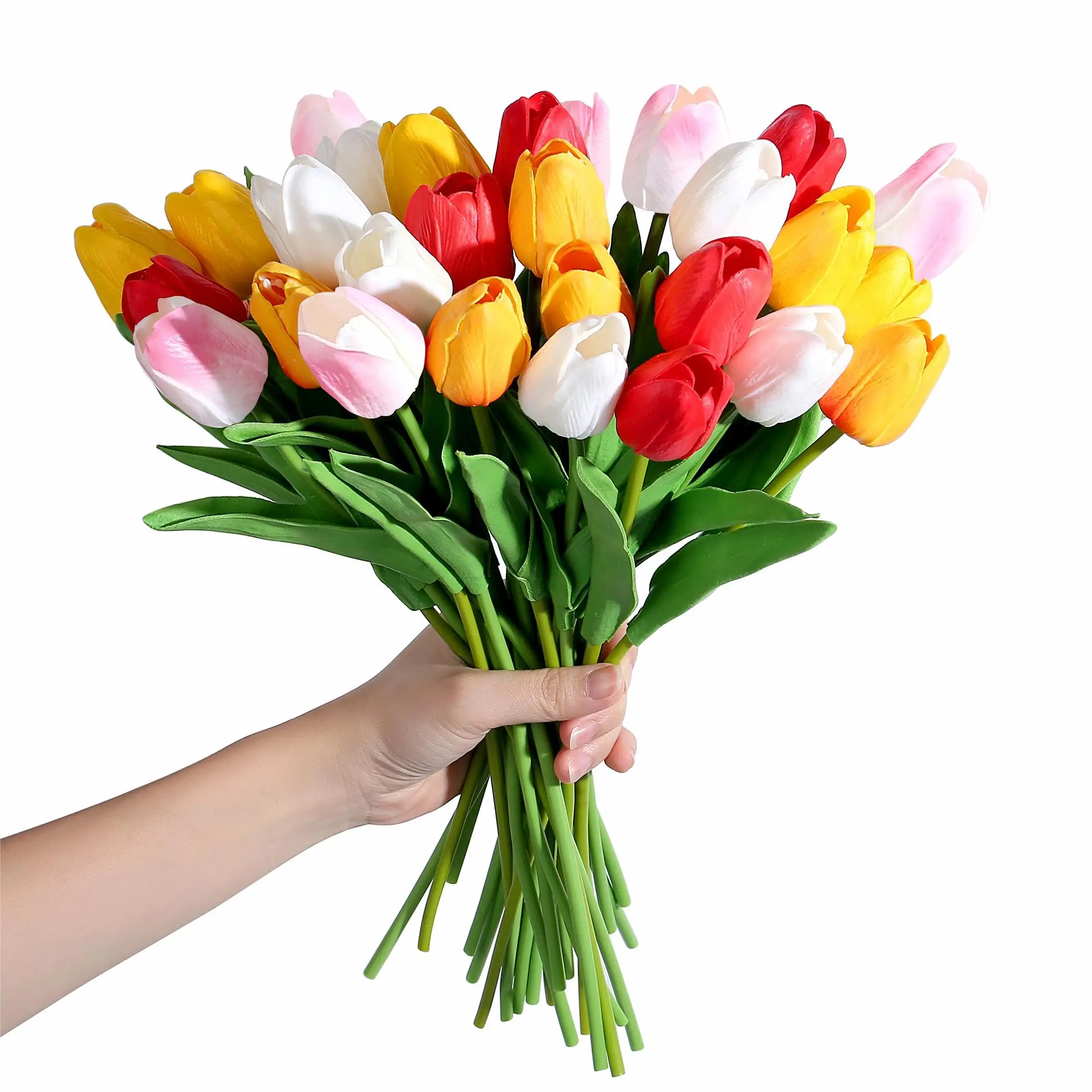 5Pcs Flowers Artificial Tulip Silk Fake Easter Valentine's Day Gifts in Bulk Home Kitchen Wedding Decorations Multicolour