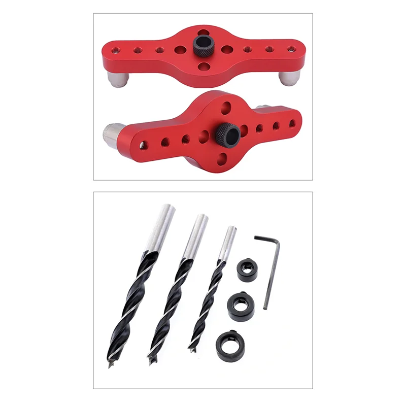 

Vertical Pocket Hole Jig Drilling Locator Woodworking 6/8/10Mm Wood Dowelling Centering Drill Guide Kit-B51B
