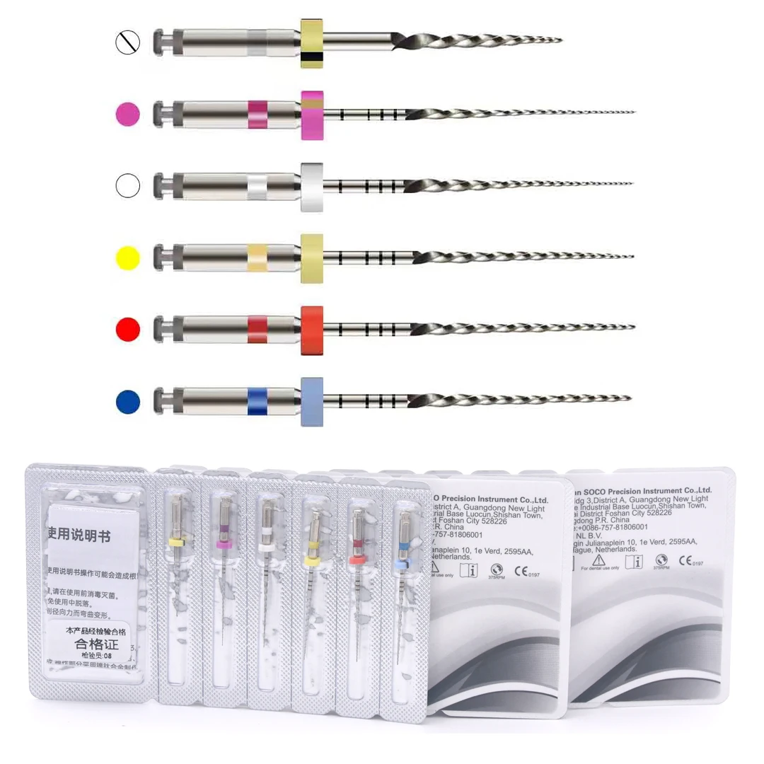 6pcs/box Dental File SOCO PLUS Root Canal Taper Endodontic SC Files Heat Activated Rotary File Flexible Dentist Materials COXO