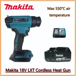 Makita-pistola de calor inalámbrica DHG181, dispositivo Original de 18V, máx. 550 °C, 200l/Min, batería de litio de alta potencia, portátil, película termorretráctil, para hornear