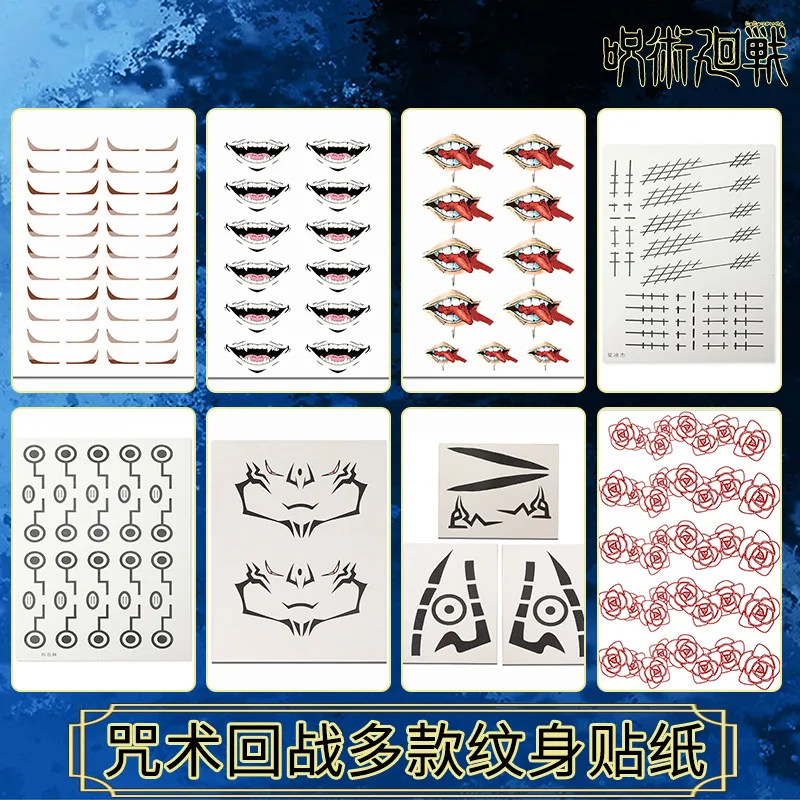 Anime Jujutsu Kaisen Ryomen Sukuna Ganzkörper Tattoo Cosplay Wasserdichte Aufkleber Halloween Maskerade Gefälschte Tattoo Aufkleber Prop