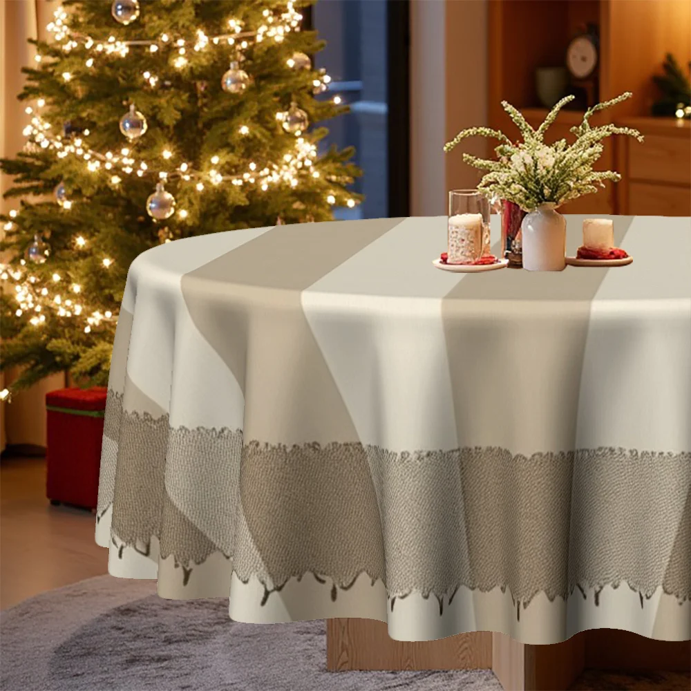 One round tablecloth - suitable for round tables - vertical striped Christmas tablecloth, fabric for festive table decorationzyc