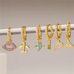 HECHENG,Hanging earrings Zircon Lightning Short Pendant Drop Ear Ring Ear Bone Sweet Trend Female Jewelry Hoop Earring for Women