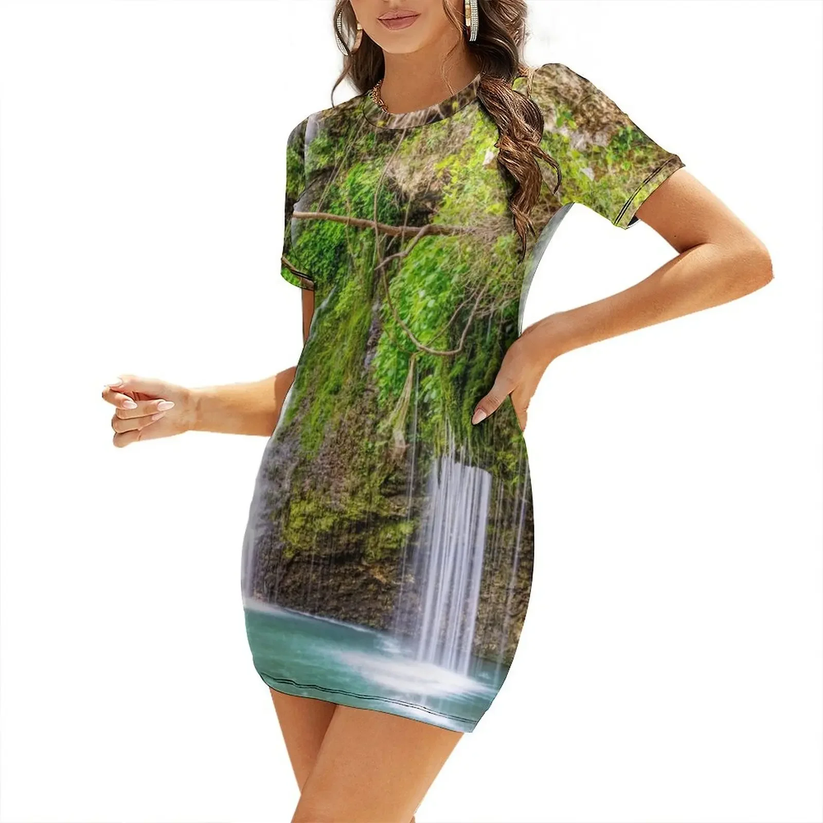 

Dripping Falls Into The Pond Short-Sleeved Dress Long dress woman summer woman dress 2025 dresses for woman Elegant gowns