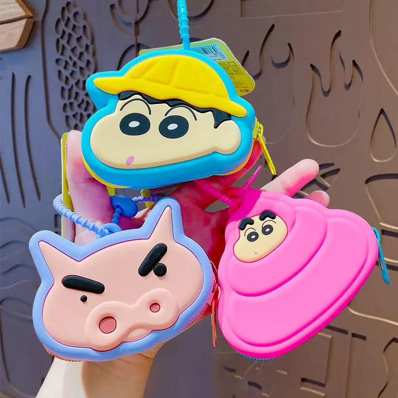 

Genuine Crayon Shin-chan Zipper Coin Pouch Keychain Storage Bag Silicone Money Bags Pocket Wallet Girls Gifts