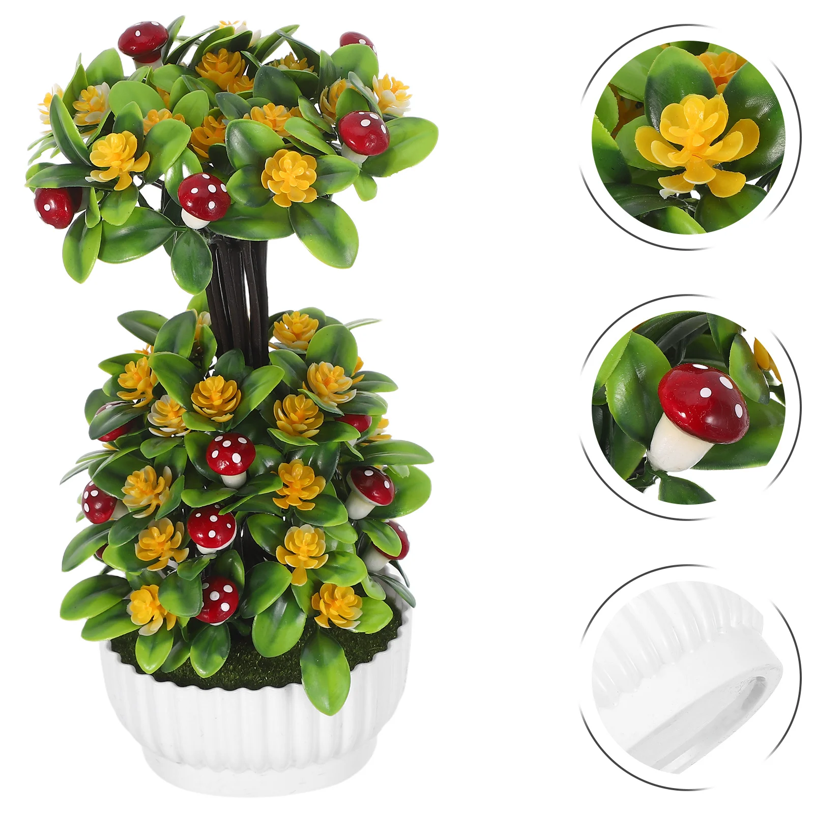 

Small Faux Bonsai Tree Artificial Indoor Plant Decorative Mushroom Fake Plants for Desk Office Bathroom Shelf Desktop Decor
