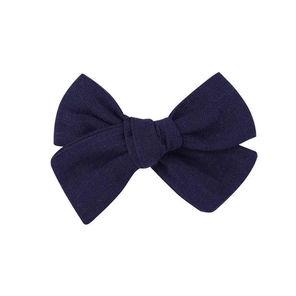 Solid Color Kids Bows Hair Clips For Baby Girls Cotton Bowknot Hairpins Children Barrettes Headwear Hair Accessories