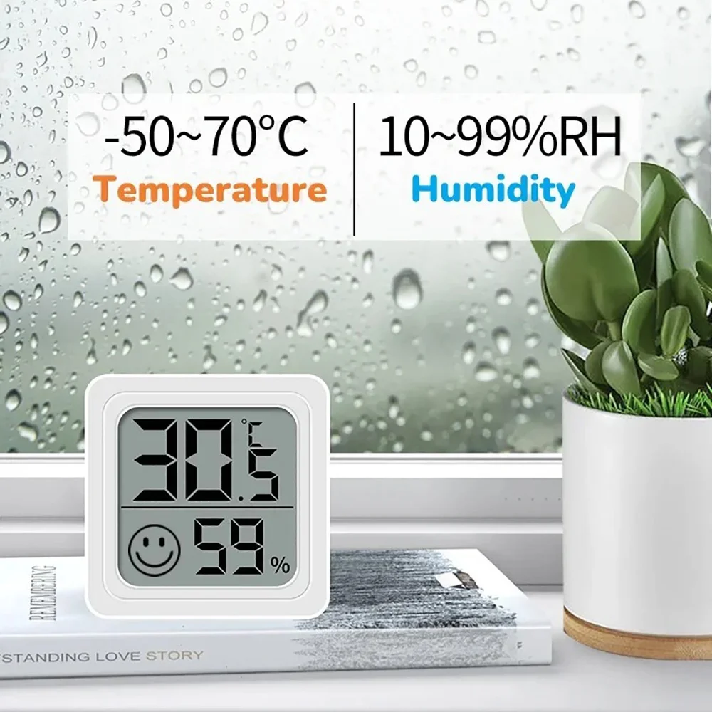 Portable LCD Digital Thermometer Hygrometer Desk Clock Indoor Humidity Meter Sensor Gauge Automatic Monitoring Weather Station