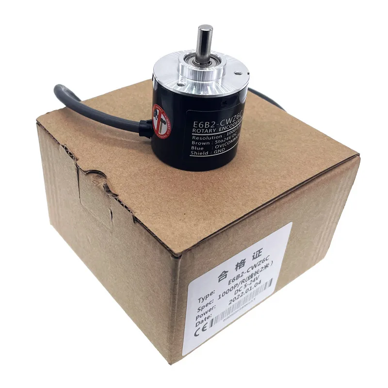 E6B2-CWZ6C Codificador rotativo, 10, 20, 30, 40, 50, 60, 100, 600, 720, 1024, 1200P/R, 5-24V, salida NPN CC, interruptor girato