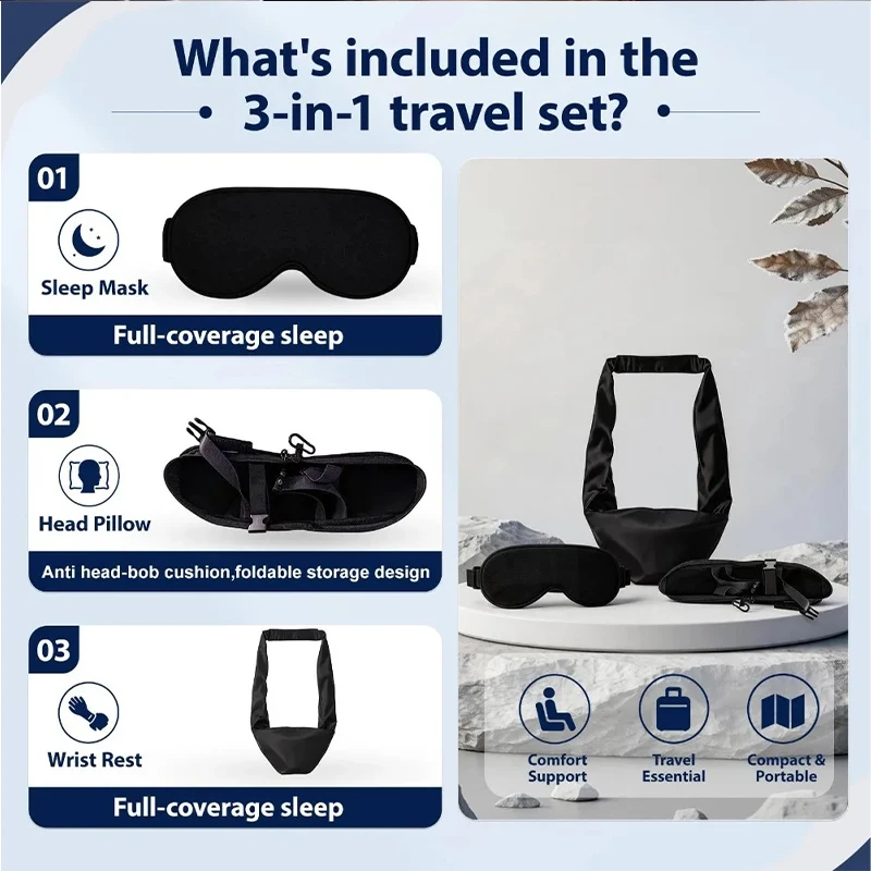 3 In 1 Airplane Travel Sleep Travel Pillow Adjustable Sleep Eye Mask Wrap Blanket Body Strap Travel Sleep Accessory For Flight