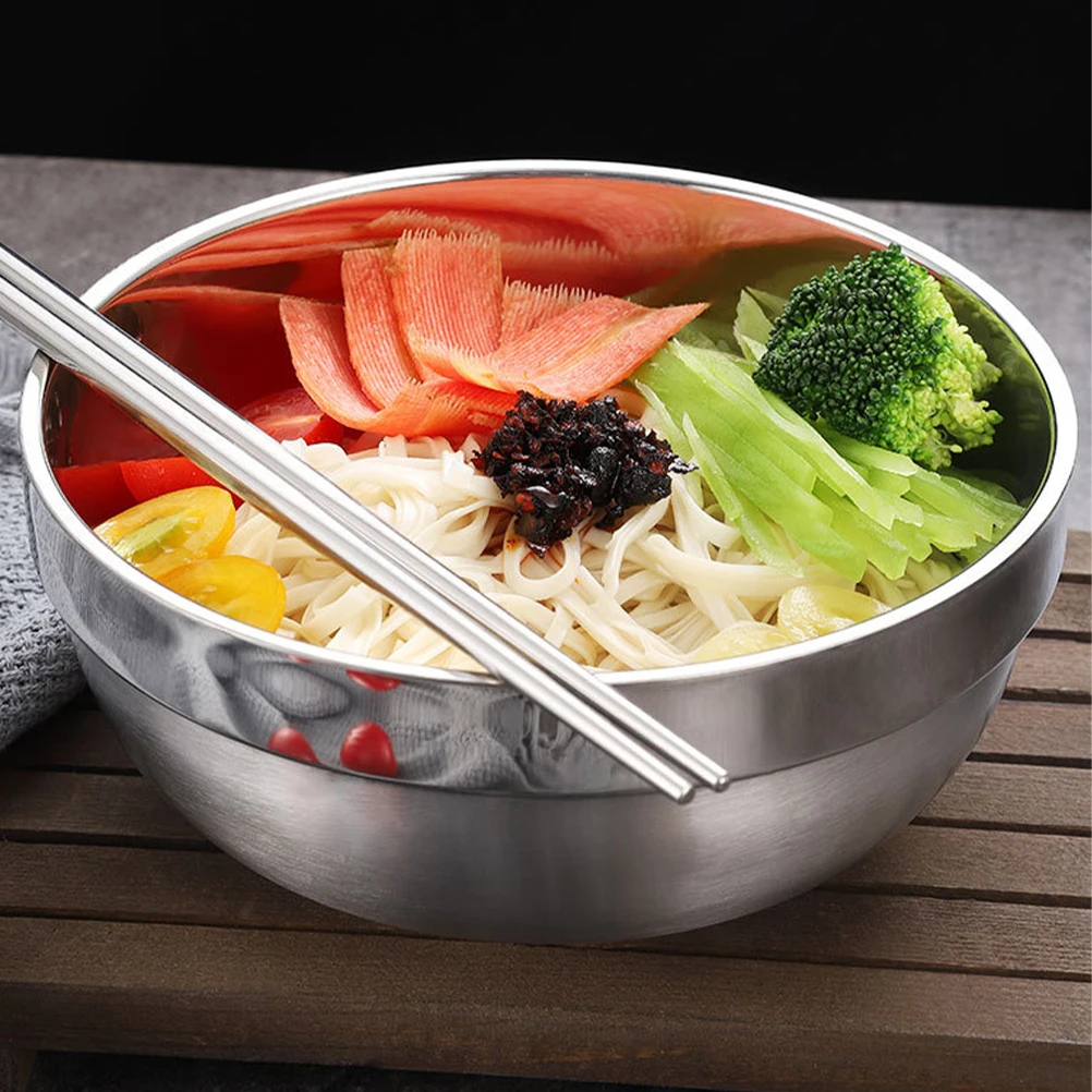 

Stainless Steel Bowl Multi-Function Salad Noodle Serving Kitchen Food Accessory Metal Bowl Salad Supply