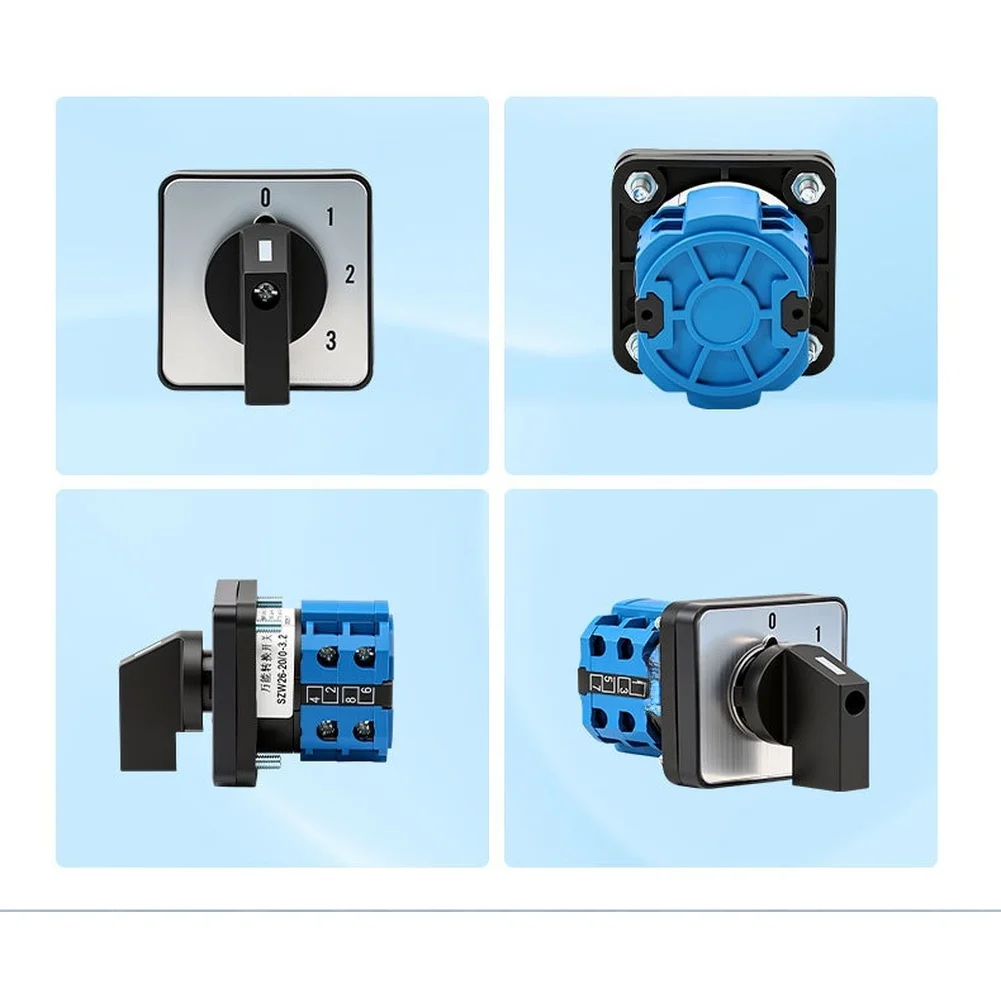 48x48mm Rotary Changeover Switch 4 Position 2 Section, AC 440V DC 240V 20A Cam Selector For Power Systems Machinery Automation,