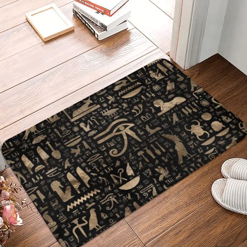 

Ancient Egyptian Hieroglyphs Front Floor Door Entrance Mats Indoor Egypt Art Bathroom Kitchen Doormat Garden Carpet Rug